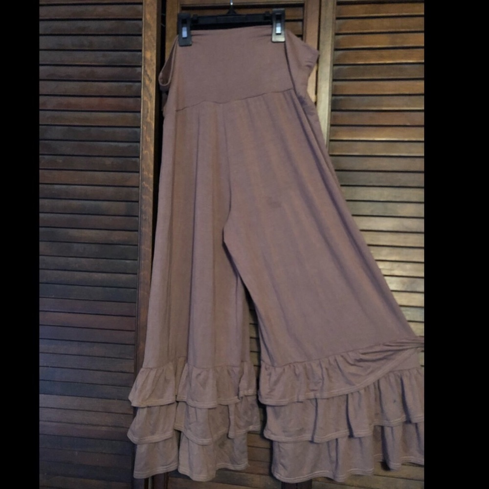 Tan Ruffle Pants